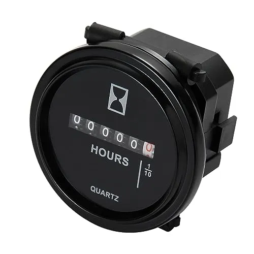 Jayron DC 6V bis 80V runder Quarz Betriebsstundenzähler Snap-In-Installation Mechanischer Timer für Rasentraktor Baumstumpffräse Generator Gabelstapler ATV Schneemobil Dirtbike Segelboot