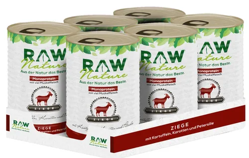 RAW Nature Nassfutter Ziege mit Kartoffeln & Möhren – Monoprotein, für sensible Hunde