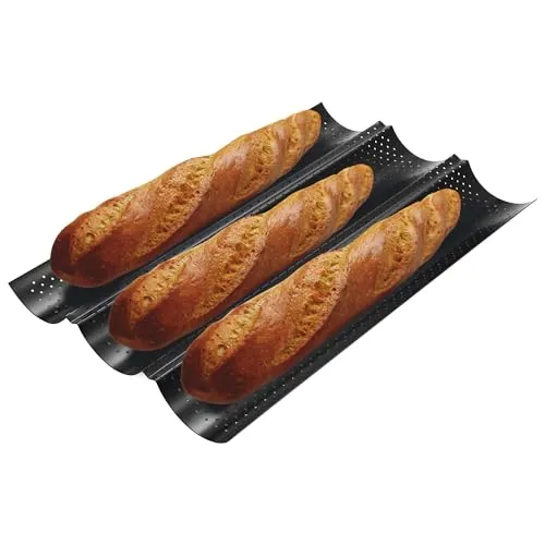 LCXCXY 1 Artikel für Baguette Backform, Schwarzbrotbacken, Kompatibel für Baguette-Backblech (38 x 24,5cm), dicke Antihaftbeschichtung, Anwendbar für Baguetteblech zum Backen für Baguetteformen