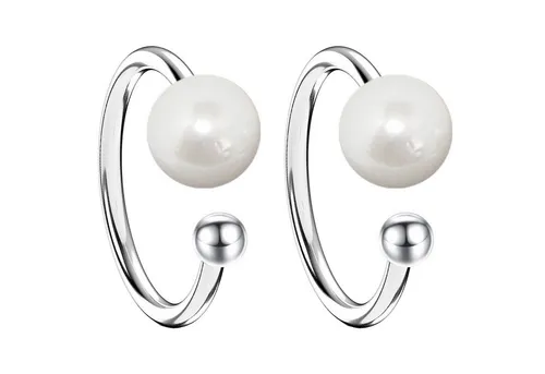 LÖB Ohrklemme Damen Ohrklemme Ohrringe Ohrmanschette Ear Cuff Set Fake Perlen Silber (Geschenke für Frauen Beste Freundin Mutter Mama Damen zum Geburtstag Weihnachten Weihnachtsgeschenke), Ohrring Ohr Helix Ohrpiercing Piercing Ring Clip On Hoop Perle Kugel