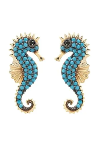 Seepferdchen-Türkis-Ohrringe Gold
