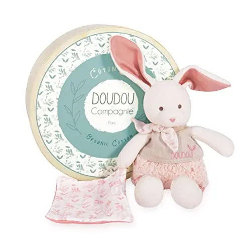 Bio Hase mit Schmusetuch, rosa 22cm - Kuscheltiere aus Bio Baumwolle, perfekt als Geschenk zur Geburt. Inklusive stylischem Geschenkkarton und waschbar bei 30° Grad.