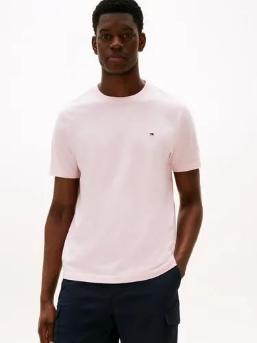 Tommy Hilfiger Herren T-Shirt Kurzarm Seasonal Solid Tee, Rosa (Pink Lily), XL - KOMFORTABEL & STYLISCH: Dieses lässige Kurzarmshirt aus 100% regenerativer Baumwolle bietet hohen Tragekomfort und passt perfekt zu jedem Freizeit-Look. Die Tommy Hilfiger Flag auf der Brust setzt einen modischen Akzent.