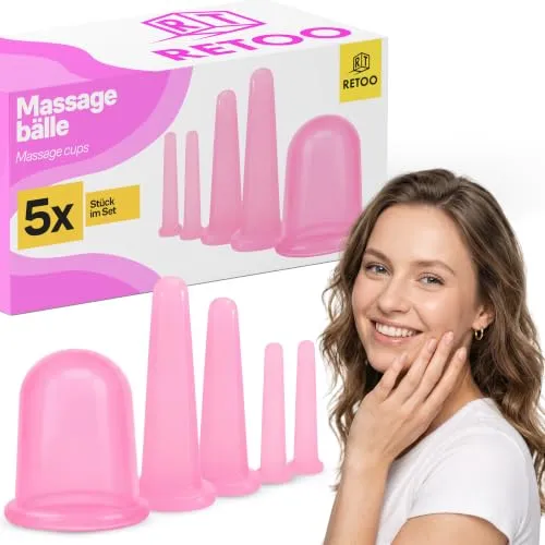 Retoo 5 Stück Silikon Schröpfgläser für Massage und Entspannung