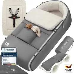 monzana Fußsack mit Handwärmer und Reflektoren - Wärmender Babyfußsack für kalte Tage! Wasserabweisendes Material, integrierte Reflektoren für bessere Sichtbarkeit und wandelbar zur Wickelunterlage.