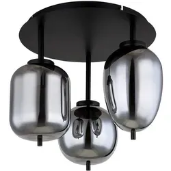 Globo Deckenleuchte Blacky 3-flammig - Moderne Deckenleuchte in Schwarz matt mit rauchigen Glasschirmen, ideal zur individuellen Lichtgestaltung in jedem Raum.