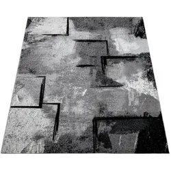 Kadima Design Teppich Dunkelgrau, Rechteckig 200x290 cm - Eleganter Kurzflor-Teppich in Dunkelgrau mit abstraktem Muster, ideal für Wohnzimmer oder Schlafzimmer. Hergestellt aus hochwertigem, pflegeleichtem Material für modernen Stil und Gemütlichkeit.