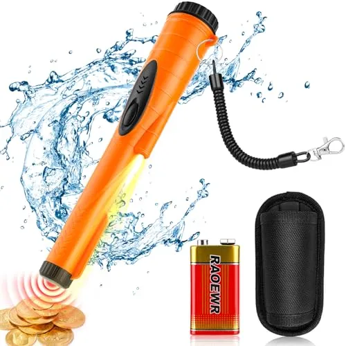 EXTSUD Metalldetektor Pinpointer Tragbar IPX8 Wasserdicht Metallsuchgerät Metallpointer Metall Pin Pointer Gold Detektor mit 9V Batterie&Gürtel Holster 360° Scan für Goldmünze Hunt, Relikte, Schmuck