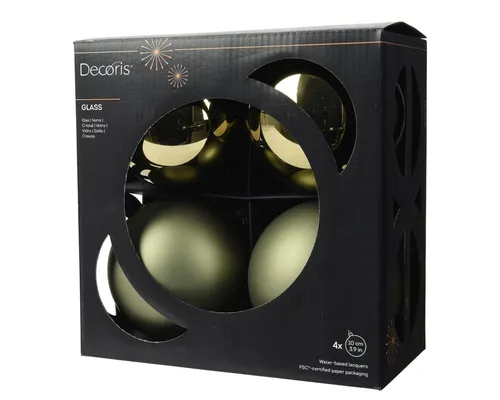 Kaemingk Weihnachtsbaumkugel, Weihnachtskugeln Glas 10cm 4 Stück - Rosmarin