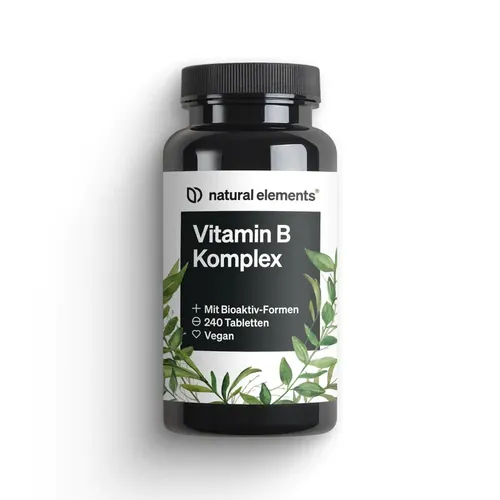 Vitamin B Komplex Tabletten NATURAL ELEMENTS - Vitamine & Mineralien - Fördert die Energieproduktion und unterstützt das Nervensystem mit einer täglichen Dosis von 1 Tablette.