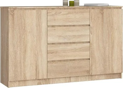 BDW, Kommode mit 4 Schubladen, 160x40x99 cm, K160, Sonoma-eiche