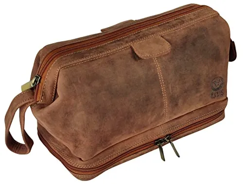 Leder Kulturbeutel Herren - Kosmetik Organizer Reisen Kulturtasche - Hygienebeutel, Waschtasche, Toiletttasche - Geschenke für Männer Damen
