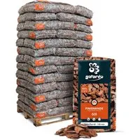 GALAMIO Pinienrinde Deko Plus - 39 Säcke - Rindenmulch aus Mittelmeerkiefer, dekorativ und funktional. Schützt den Boden, verbessert die Qualität und gibt über 24 Monate Nährstoffe ab. Ideal für Garten und Landschaftsgestaltung.