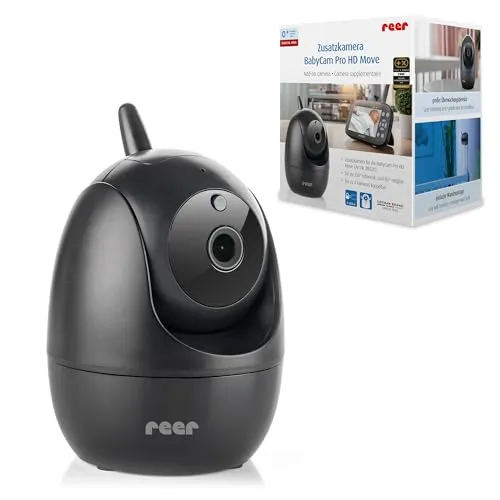 reer Zusatzkamera 80520 BabyCam Pro HD Move - Schwarz - Hochauflösende Zusatzkamera für Ihr Babyfon, kabellose Übertragung für Flexibilität und Sicherheit in der Babyüberwachung.