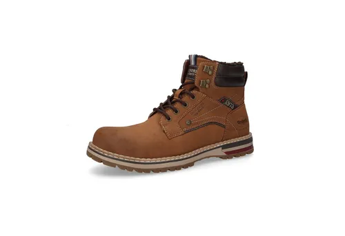 Dockers by Gerli Herren Schnürstiefel in Braun, Größe 43 - Wanderschuhe mit flachem Absatz und robustem Synthetik-Obermaterial, ideal für komfortable Outdoor-Aktivitäten.