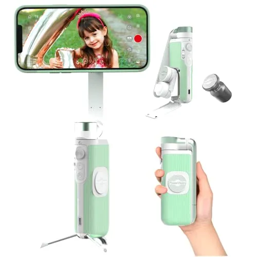PowerVision S1 - 3-Achsen Smartphone Gimbal, leicht und kompakt mit integriertem Stativ, kabelloses Laden und AI Gesichtserkennung
