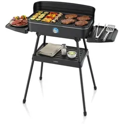 Arendo Elektrogrill mit Standfuß – 2200 W, Edelstahl, 2 Grillzonen - Kraftvoller Elektrogrill mit 2200 W und geteilter Grillfläche für vielseitiges Grillen. Ideal für Balkon und Terrasse, bietet er eine einfache Reinigung und optimale Temperaturkontrolle.