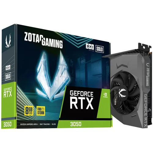 Zotac RTX 3050 Eco Solo - 8GB GDDR6 Grafikkarte mit NVIDIA Ampere Architektur, Raytracing und 4K Unterstützung für beeindruckendes Gaming-Erlebnis