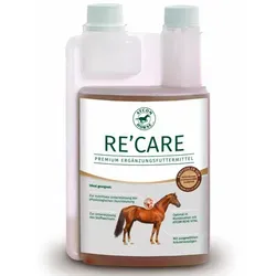 ATCOM RE'CARE für Pferde 1 Liter - Pferdefutter zur Unterstützung stoffwechselempfindlicher Pferde, fördert die Durchblutung und das Wohlbefinden mit rein pflanzlichen Kräuterauszügen.
