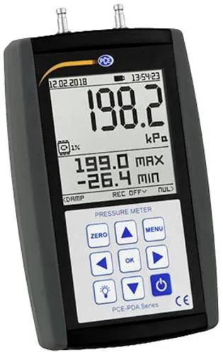 PCE Instruments Differenzdruckmanometer PCE-PDA 100L - Gasmelder mit MAX MIN Funktion und Datenlogger, ideal für präzise Druckmessungen von Gasen bis 200 kPa