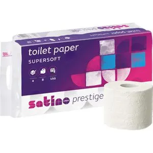 Satino Prestige by Wepa Toilettenpapier 043030, 4-lagig, Tissue, 150 Blatt, 8 Rollen
