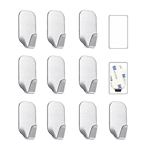 Kiemeu kleine Haken selbstklebend Edelstahl, Handtuchhaken ohne Bohren für Bad und Küche, starke Klebehaken für Wand