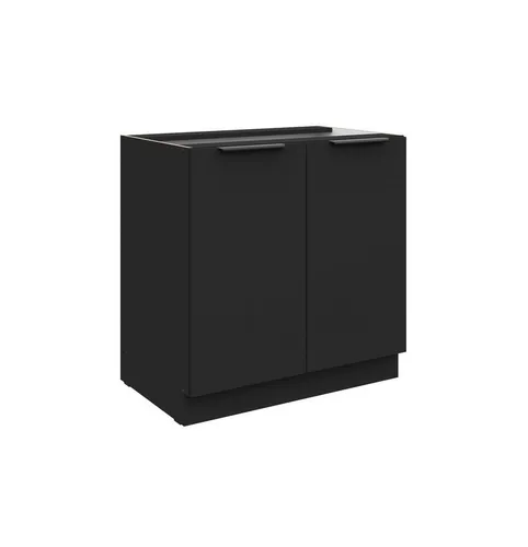 Küchen Unterschrank 80 cm SIENA Schwarz - Praktischer Stauraum für Ihre Küche - Einbauküchen-Komponenten - Unterschrank mit zwei Türen und einem Einlegboden, ideal für effiziente Küchenorganisation und platzsparende Lösungen.
