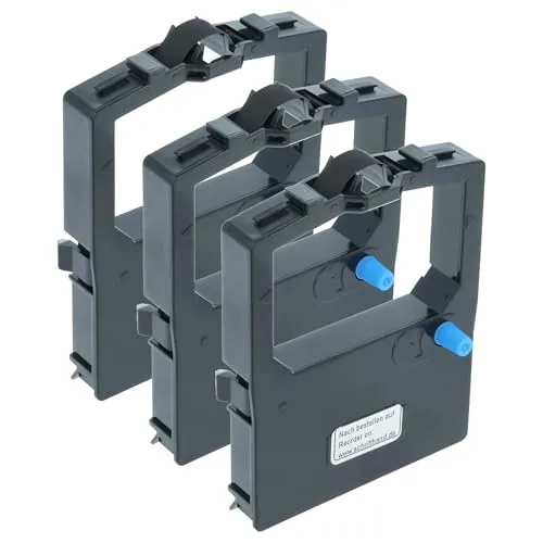 vhbw 3X Farbband Schriftband kompatibel mit Oki Microline ML 390 Plus, ML 390 Turbo, ML 390 Turbo N Nadeldrucker, Bondrucker - Schwarz