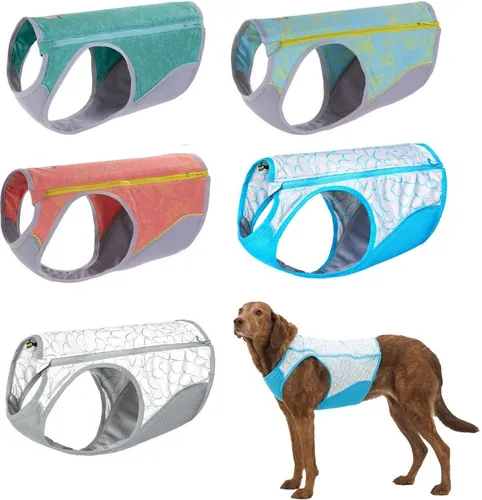 Ruffwear Swamp Cooler Zip Weste 05451-475 Blue Mist - Kühlende Weste für Hunde in Blau, Größe L. Ideal für heiße Tage, mit feuchtigkeitsableitendem Material für optimalen Tragekomfort und Sicherheit. Perfekt für aktive Hunde!