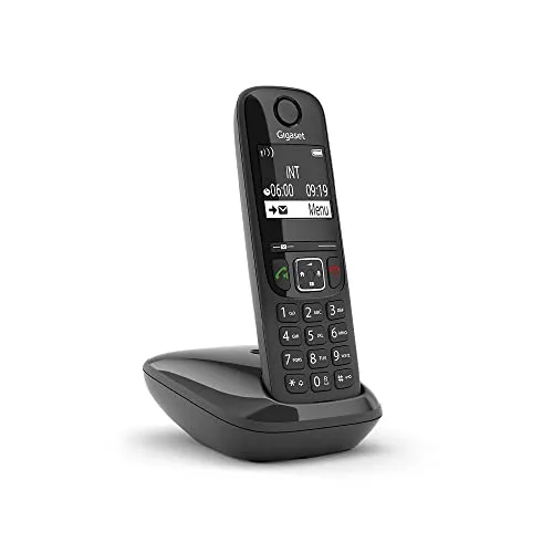 Gigaset AS690 Analog/DECT Telefon - Schwarz/Grau - Festnetztelefon mit hervorragender Klangqualität, ergonomischem Design und Anrufschutzfunktionen für ungestörte Gespräche.