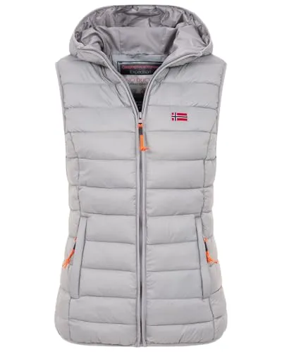 Geographical Norway Damen Steppweste mit Kapuze – Sportliche Übergangsjacke für Frühling und Herbst - Leichte Damen Steppweste mit Kapuze, ideal für aktive Tage. Praktisch und stylisch für den Übergang. Perfekt für sportliche Aktivitäten.
