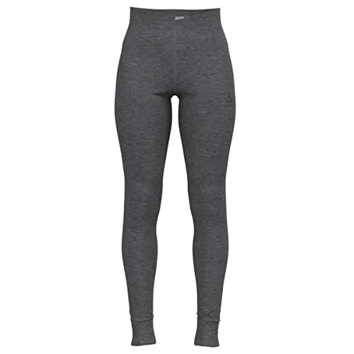 Odlo Active Warm ECO Damen Tights - Grau/Silber - L - Funktionsunterwäsche für Damen, bietet Wärme und Weichheit beim Laufen in kühlem Wetter, ideal für aktive Sportlerinnen.