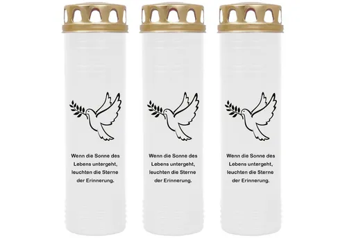 HS Candle Grabkerze 170h Brenndauer (3-tlg), H26cm x Ø7cm, wind- & wetterfest, sofort einsatzfähig