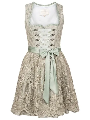 Krüger Damen Dirndl 418066 hellgrün 44 - Dirndl für Damen mit passender Schürze, ideal für festliche Anlässe und sorgt für einen stilvollen Auftritt.