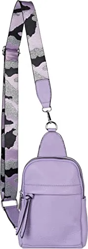 styleBREAKER Damen One Shoulder Rucksack - Flieder - Damen-Rucksackhandtaschen mit austauschbarem gemusterten Schultergurt, aus Kunstleder, ideal für stilvolle City-Abenteuer und vielseitig tragbar als Umhängetasche oder Crossbody Bag.