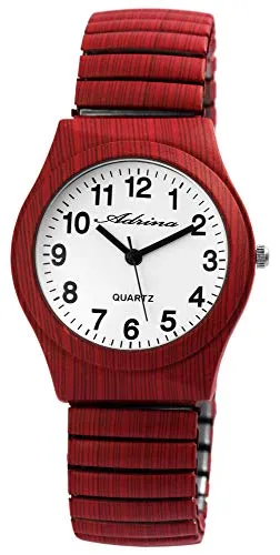 Adrina Damen - Armbanduhr Edelstahl Zugarmband Analog Quarz 1700045 (Dunkelrot)