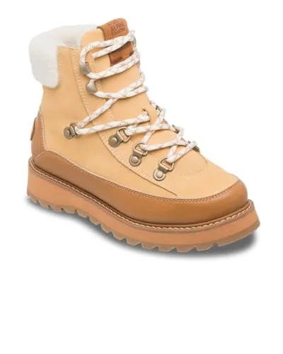 ROXY Azelie Stiefel, Gr. 8,5 (39), beige - Wetterfeste Damenstiefel mit Roxy WarmFlight 3 Isolierung bis -40 °C, aus imprägniertem Echtleder und Wildleder für optimalen Komfort und Stil.