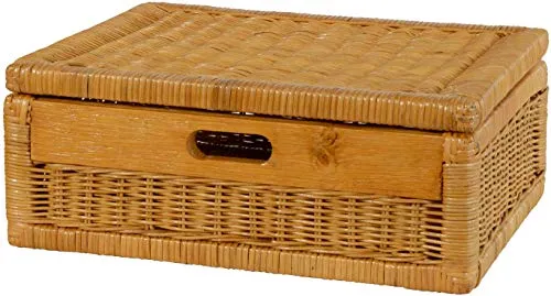 Rattan Regalkorb mit Deckel in beige von Korb-Outlet