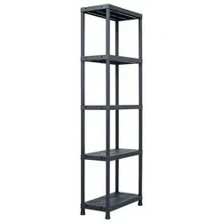 vidaXL Lagerregal Schwarz 125 kg – Vielseitig einsetzbar - Werkstatteinrichtung aus robustem Kunststoff, ideal für feuchte Umgebungen. Kompaktes Design mit 5 Ablagen, max. Belastbarkeit 125 kg – perfekt für Ordnung in jedem Raum!