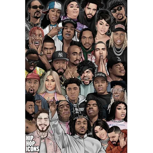 Poster Hip Hop Icons - Collage - 2 Pac, Snoop, Eminem, etc. 61x91,5cm 15615