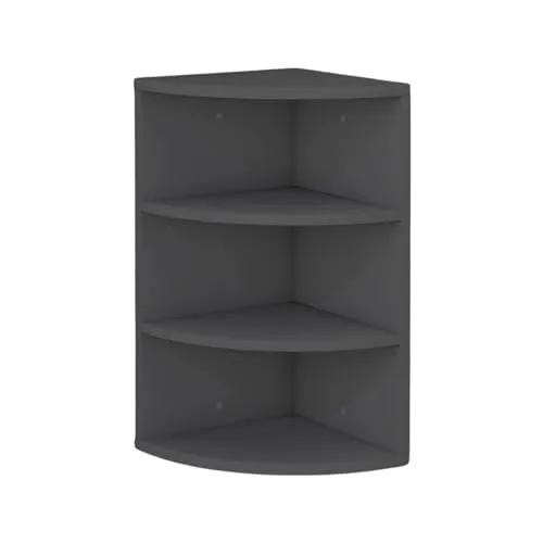 Eckregal Corner 60 Anthrazit - Standregal mit 3 Fächern, idealer Platzsparer für jede Ecke. Modernes Design aus robustem Holzwerkstoff, perfekt für Bücher, Deko oder Küchenutensilien.