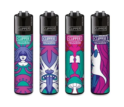 Clipper Feuerzeug 4er Set: (Hippie Hemp) von sunmondo