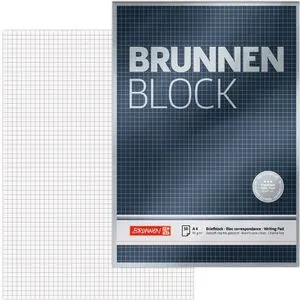 Brunnen Briefblock 1052828 Schulblock Premium, A4, 90g/qm, ungelocht, 50 Blatt, kariert