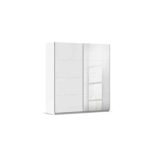 RAUCH Subito Kleiderschrank Bestseller, weiß, 181x197x61 cm - Kleiderschrank mit 4 Spiegelelementen und variablen Einlegeböden. Modernes Design in heller Leinenoptik, perfekt für eine stilvolle Schlafzimmergestaltung.