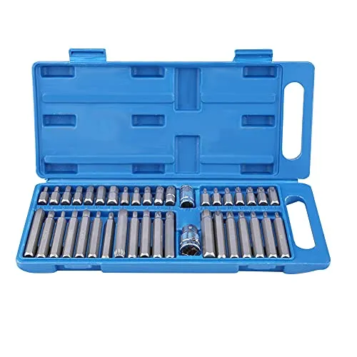 40-teiliges Innensechskant Steckschlüssel Satz, Bitsatz Vielzahn Torx Bit-Set mit 1/2-Zoll 3/8-Zoll-Laufwerksadapter, legierter Stahl, für Inbus Schrauben Bits
