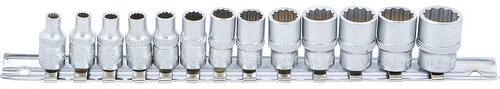 BGS Steckschlüssel-Einsatz-Satz Zwölfkant | Antrieb Innenvierkant 6,3 mm (1/4...