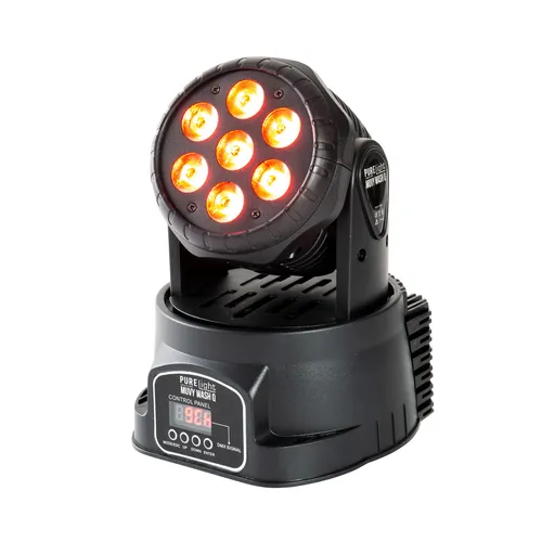 PURElight MUVY WashQ 7x10W RGBW LED - Licht-Effekte mit 7x10W RGBW LEDs, beeindruckender Lichtoutput und vielseitige Steuerung für DJs und Clubs, ideal für kreative Lichtshows.