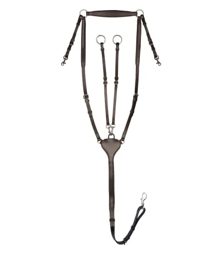 WALDHAUSEN X-Line Vorderzeug Professional, VB, braun - Martingale & Hilfszügel aus weichem Leder, verhindert Sattelrutschen, einfach zu befestigen und mit abnehmbarer Martingalgabel für optimalen Komfort.