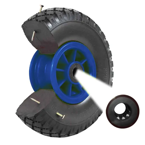 Sackkarrenrad PolyurethanRad 260x85 mm 3.00-4 75 mm zentrierte Nabe Ø 20 mm blau Vollgummi Bollerwagen