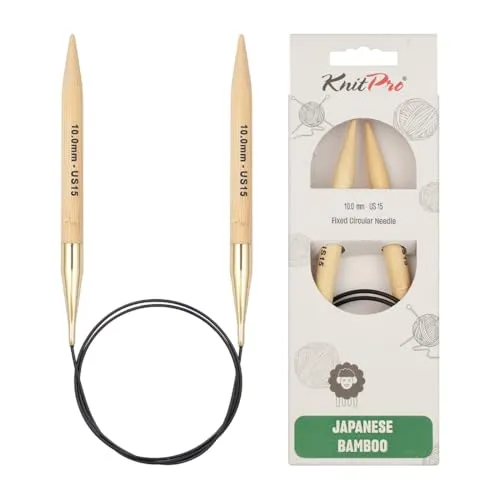 KnitPro K22256 Rundstricknadel, Bamboo, Braun, 80 cm x 10 mm